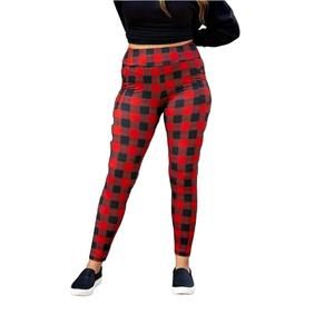 NEW JULIA ROSE plaid leggings in red/black